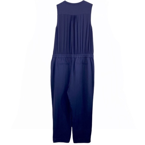 J.crew Silk Ruffle Front Jumpsuit in Navy Blue StyleF5571 - Picture 5 of 9